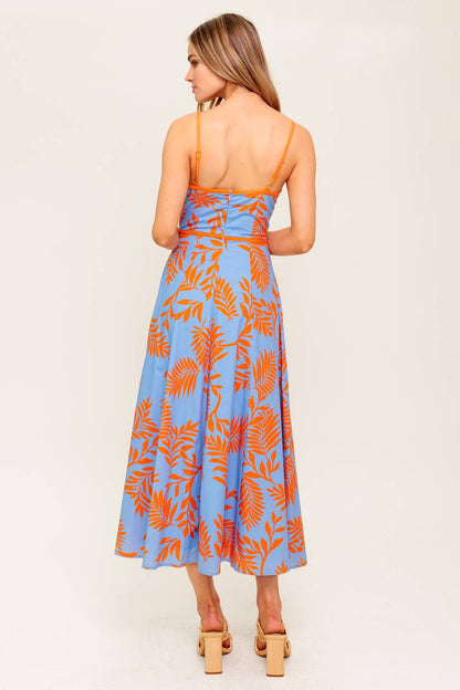 APRICOT SUNSET CUT-OUT MIDI DRESS