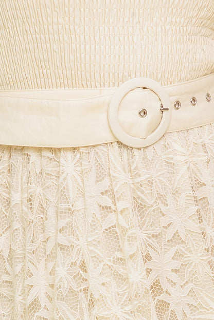 PARADISE AWAITS CREAM LACE ANKLE DRESS