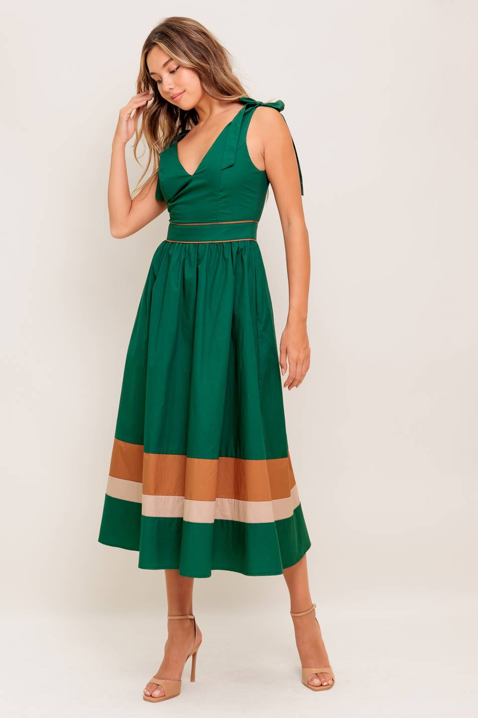 JUNIPER DRESS COLOR BLOCKED COTTON MIDI DRESS