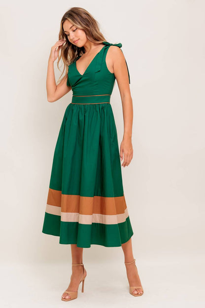 JUNIPER DRESS COLOR BLOCKED COTTON MIDI DRESS