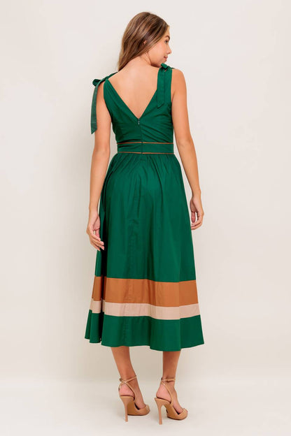 JUNIPER DRESS COLOR BLOCKED COTTON MIDI DRESS