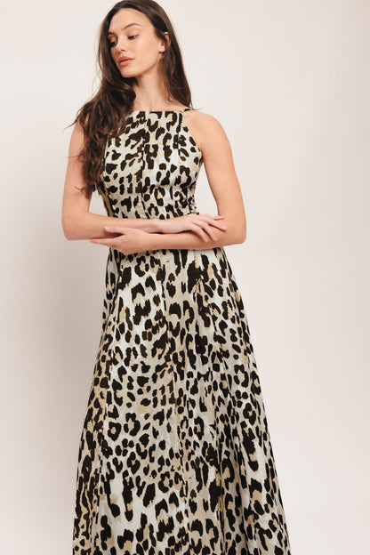 SAVAGE ELEGANCE ANIMAL PRINT MAXI DRESS