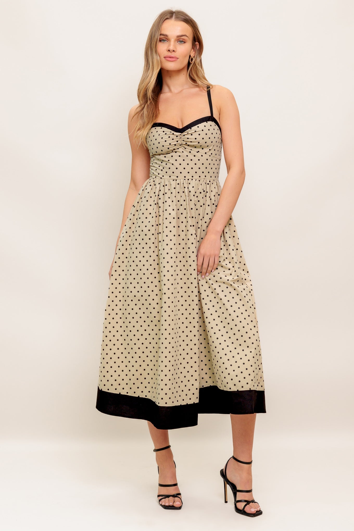 POLKA DOT PASSION MAXI DRESS TAUPE