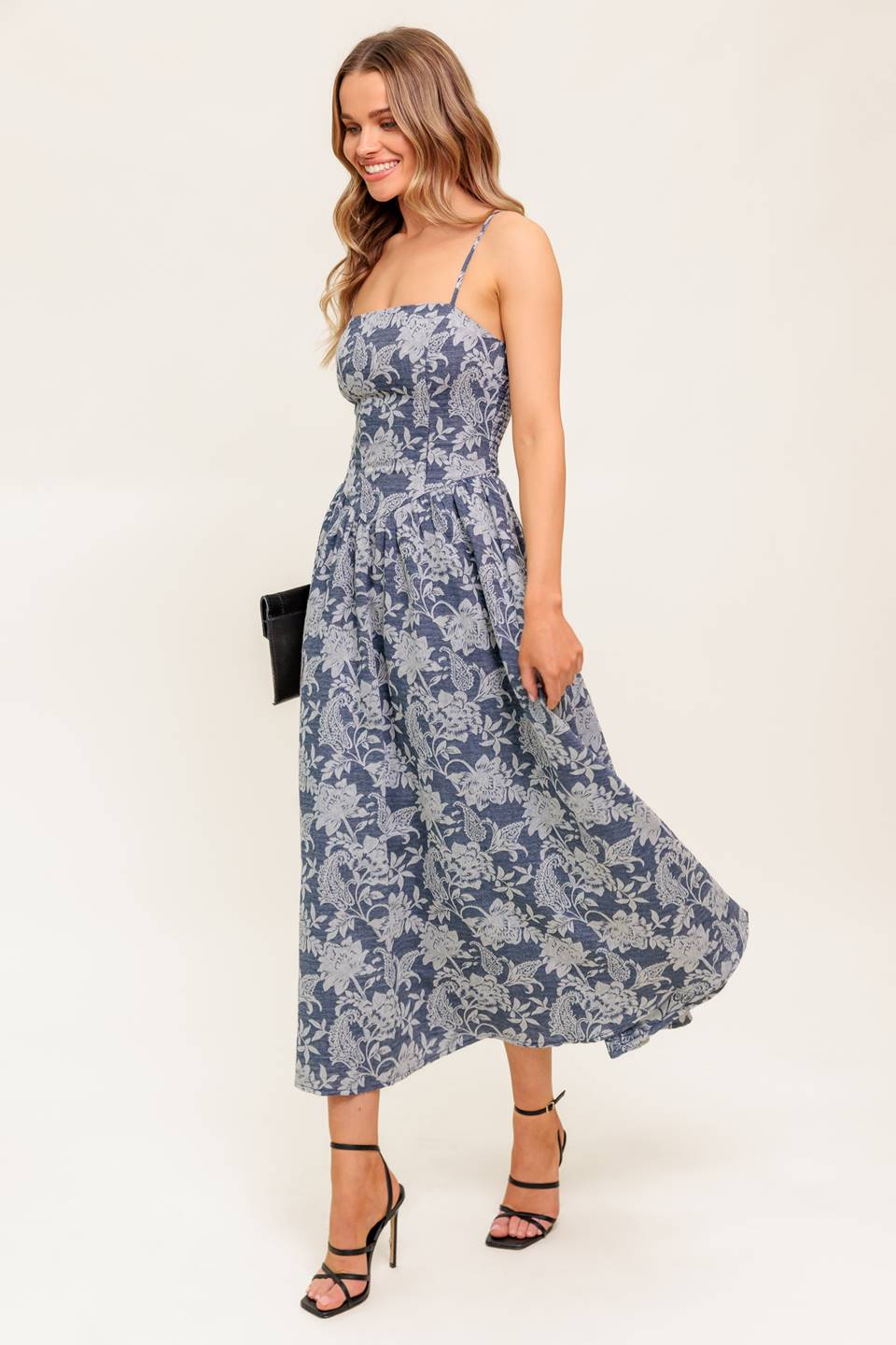 ORDINARY IS OVERRATED FLORAL DENIM BLUE DRESS