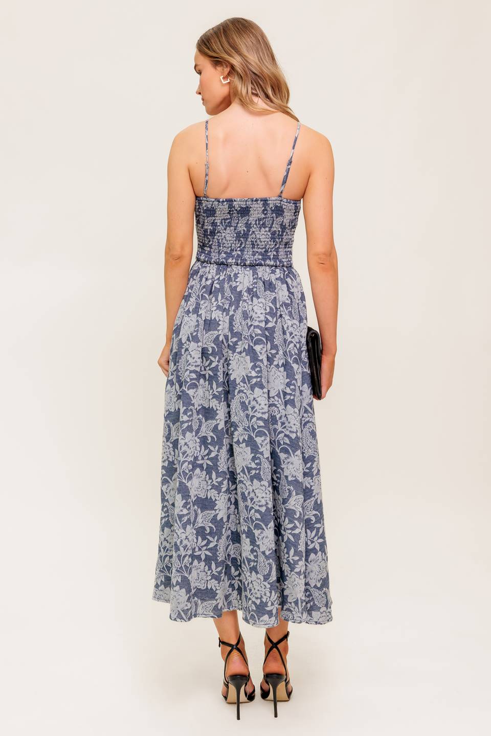 ORDINARY IS OVERRATED FLORAL DENIM BLUE DRESS
