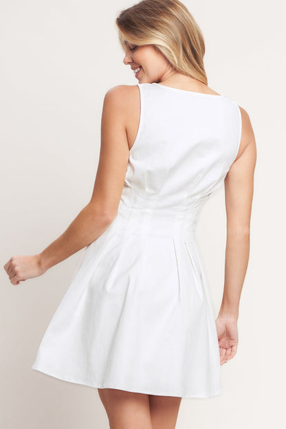 SUMMER PROMISE U-NECK WHITE DENIM MINI DRESS
