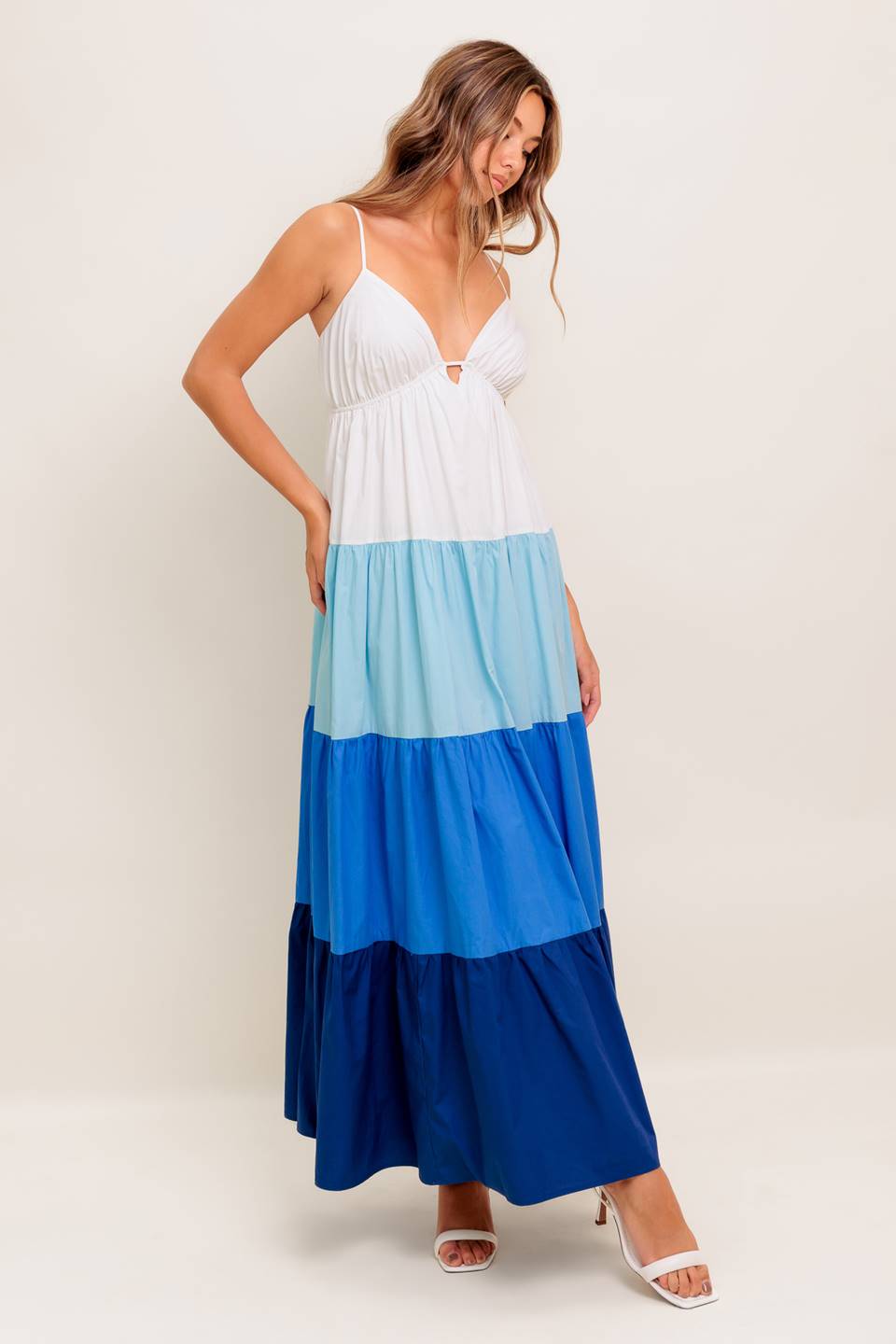 CRUISE MODE MIDI DRESS BLUE COLOR BLOCK