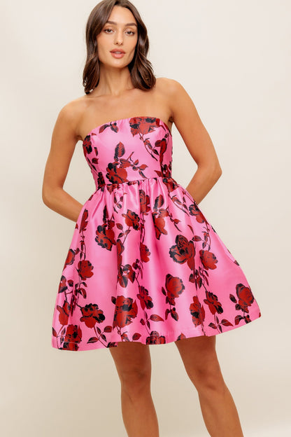 WAVERLY MINI DRESS PINK FLORAL FINAL
