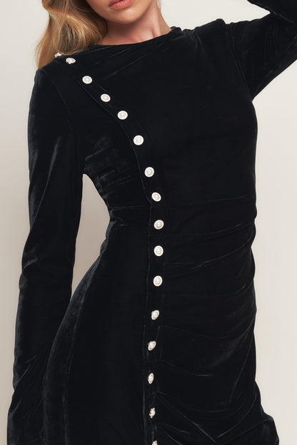 URBAN EMPRESS BLACK VELVET MIDI DRESS