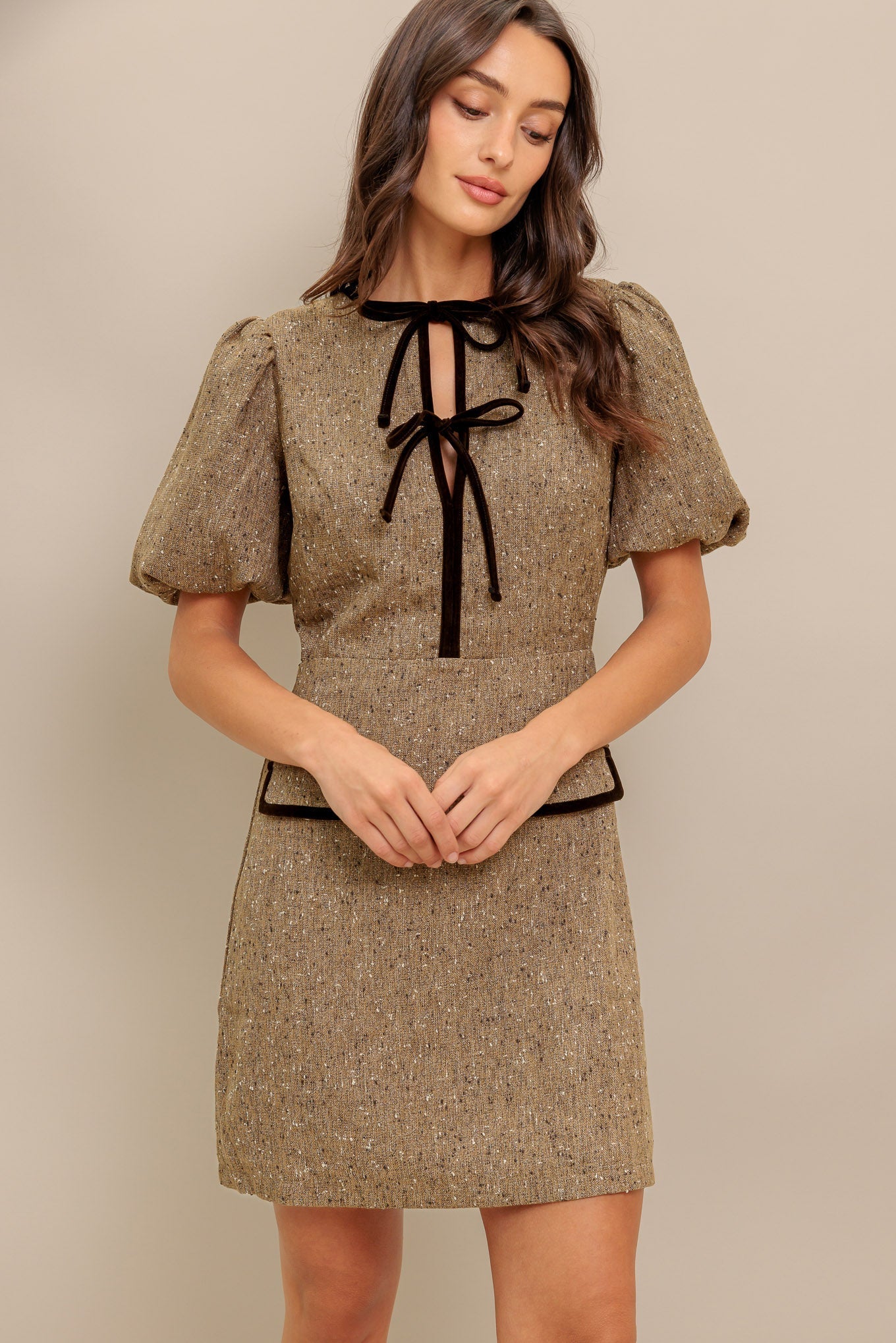 MADEMOISELLE MODE TWEED MINI DRESS