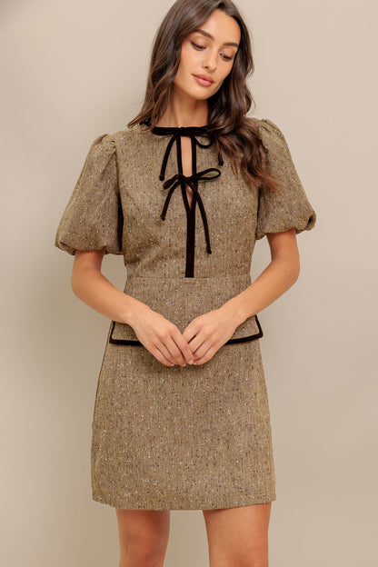 MADEMOISELLE MODE TWEED MINI DRESS