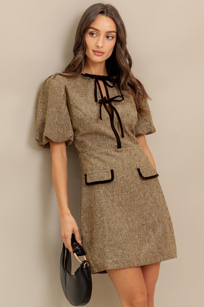 MADEMOISELLE MODE TWEED MINI DRESS