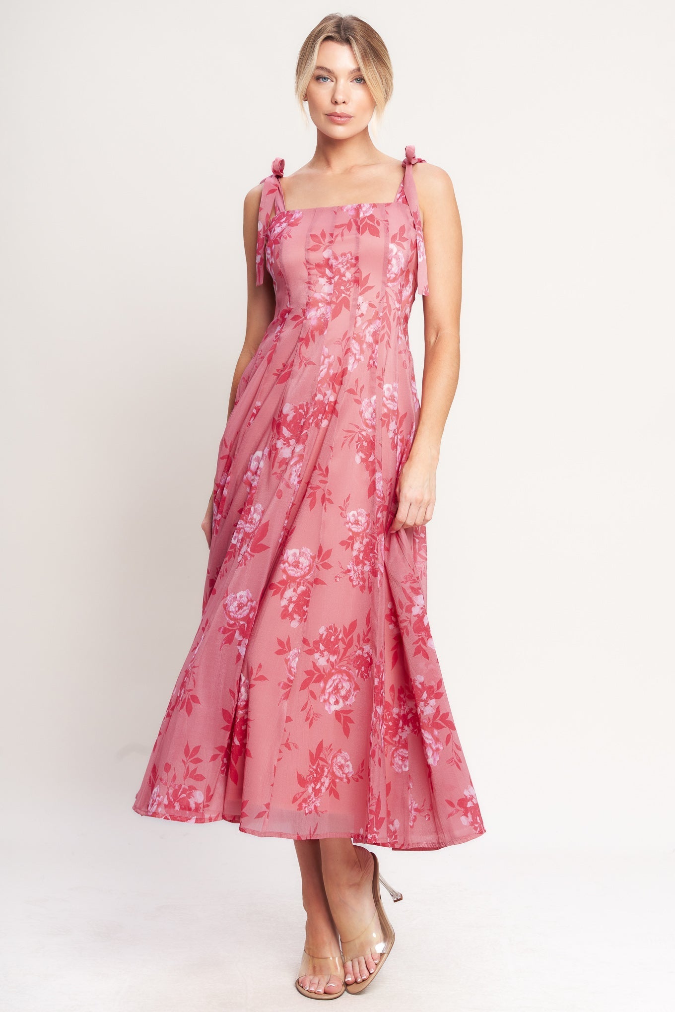 ROMANTIC CANOPY PINK MIDI DRESS