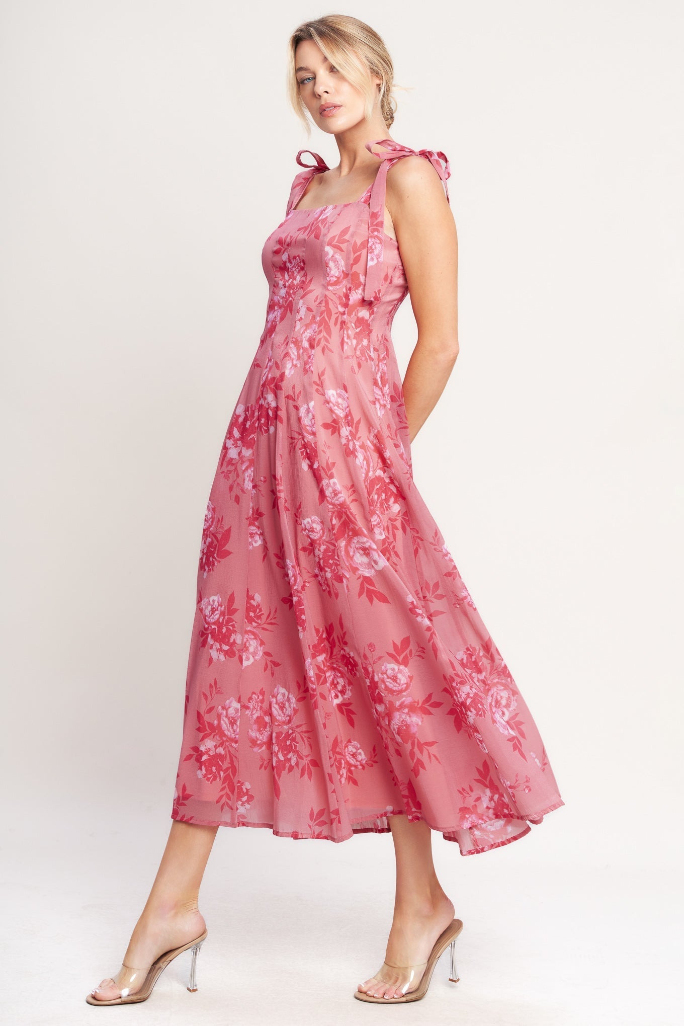 ROMANTIC CANOPY PINK MIDI DRESS