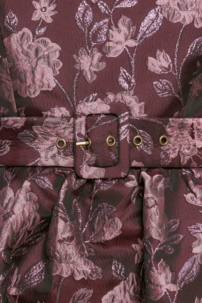 AUBERGINE CHIC JACQUARD MIDI DRESS
