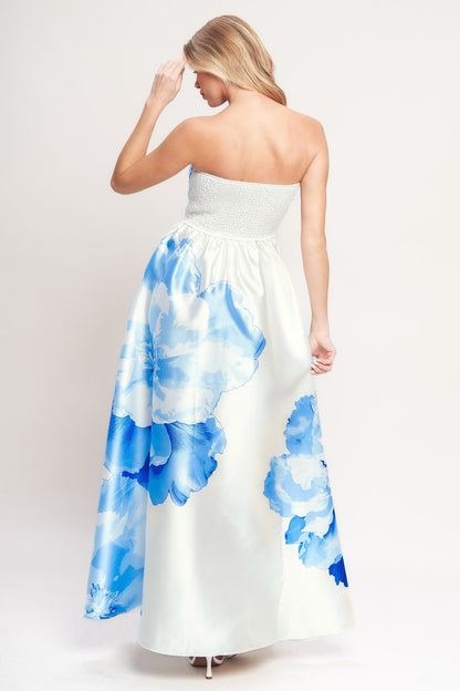 BLUE LUXE PEONY MAXI DRESS