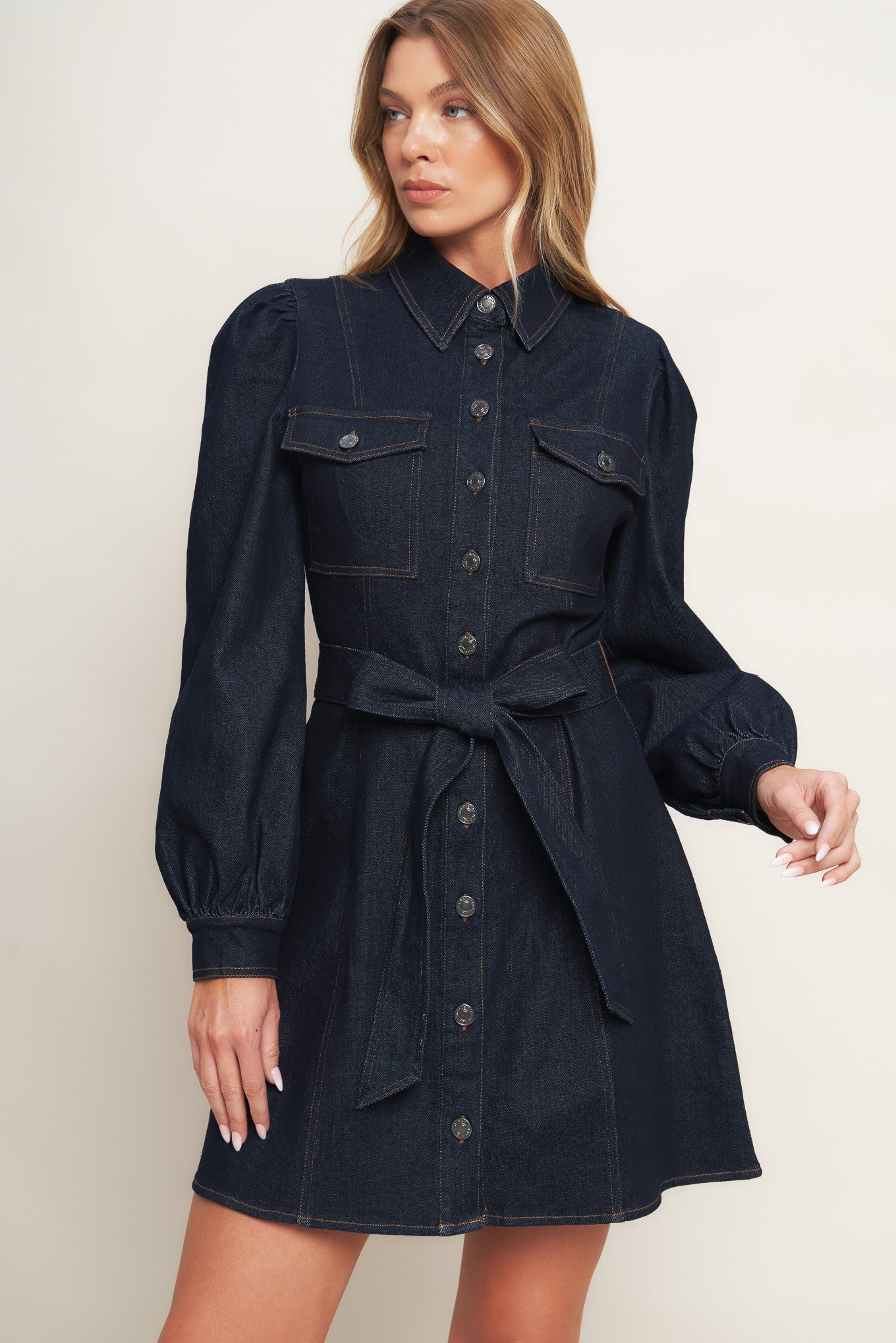 AUTUMN DAYS DARK DENIM MINI DRESS FINAL
