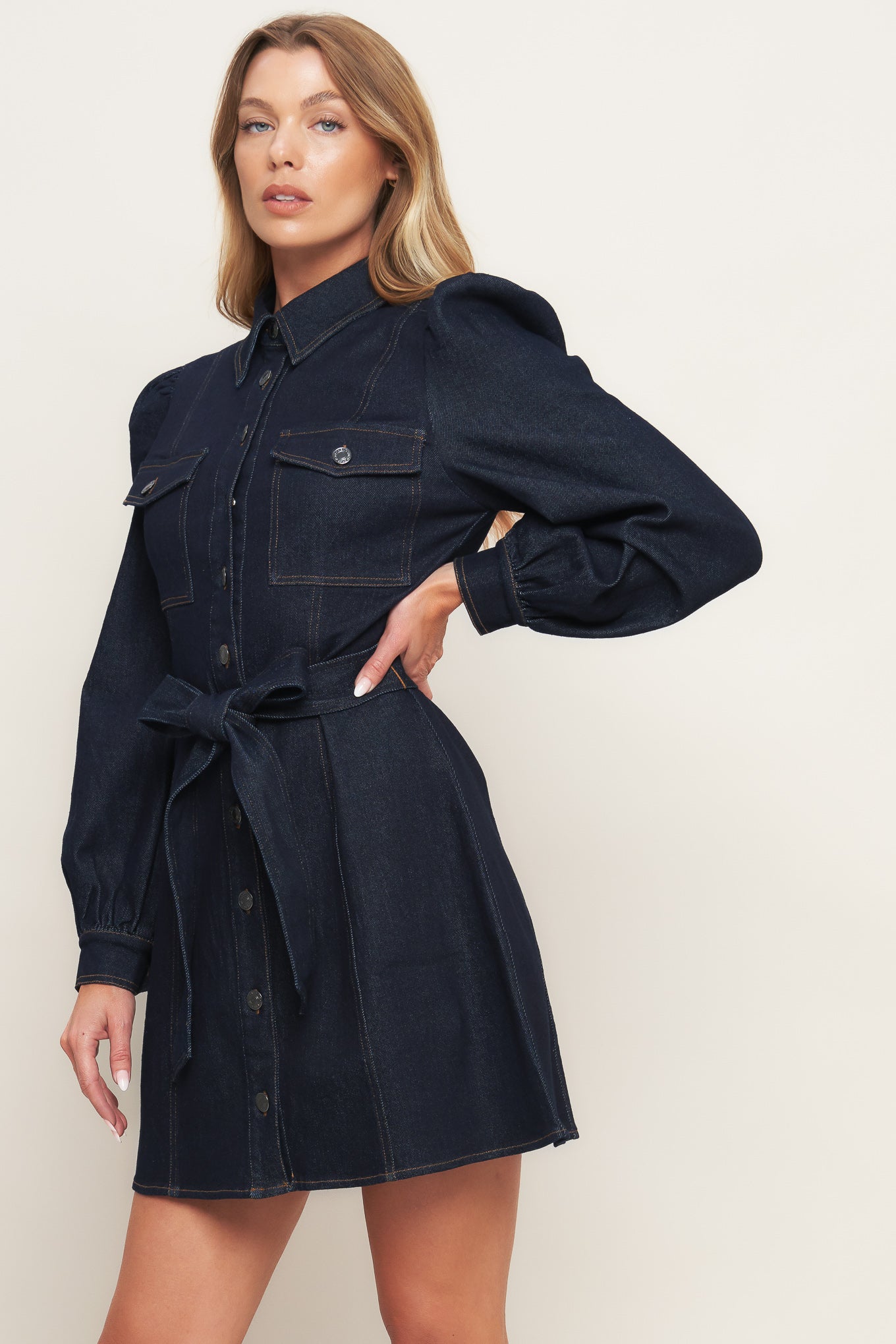 AUTUMN DAYS DARK DENIM MINI DRESS FINAL