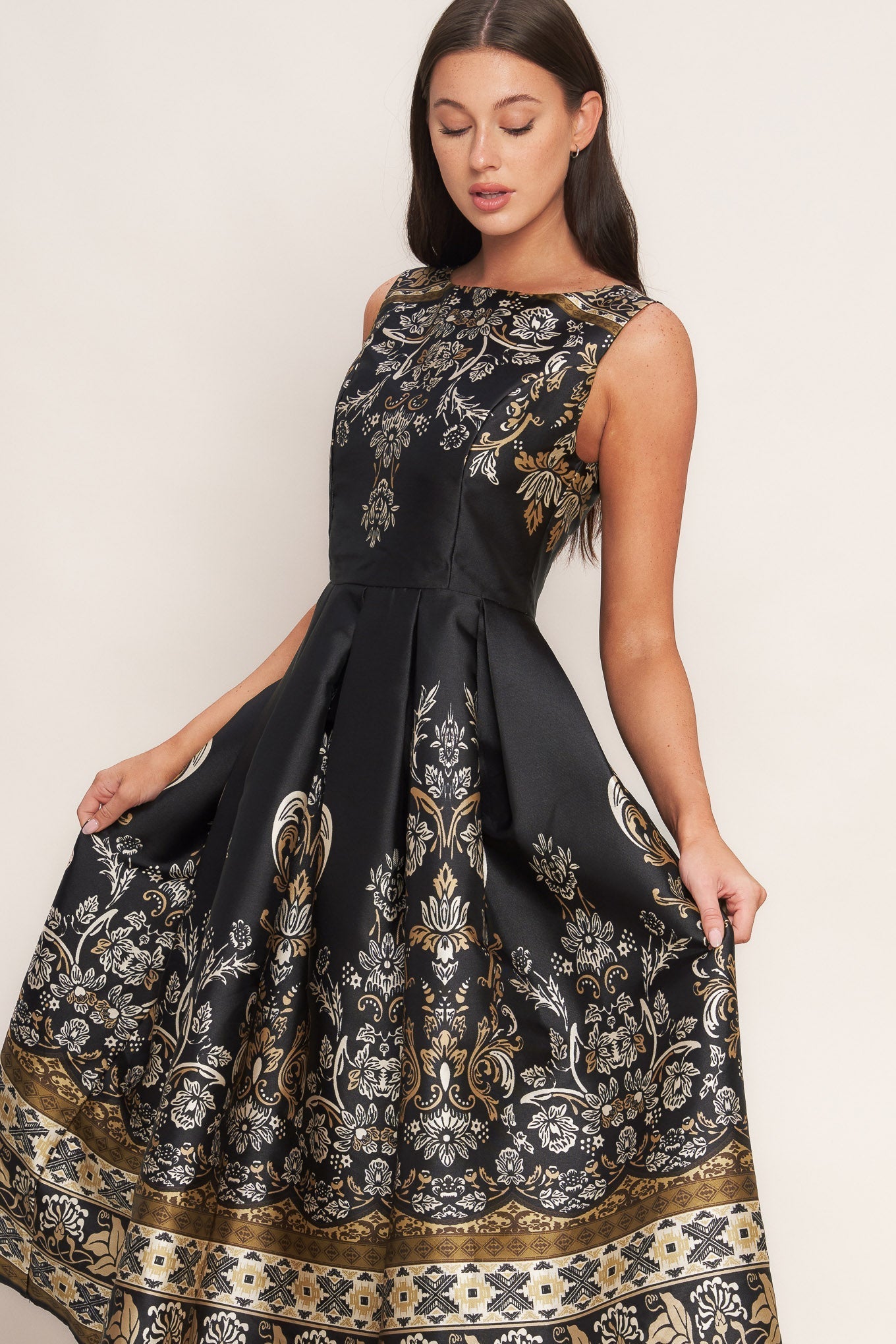 BAROQUE SPELL BLACK MIDI DRESS