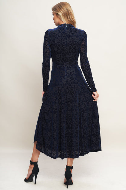Size Small, VELVET GALAXY CHARM MIDI DRESS NAVY FINAL