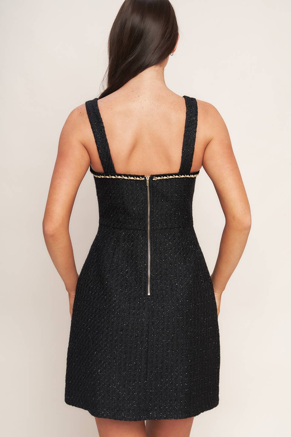 Size Small, MONACO HOUR BLACK TWEED MINI DRESS- FINAL