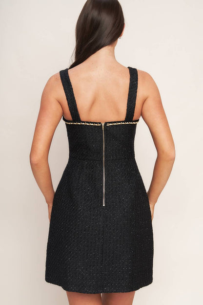 Size Small, MONACO HOUR BLACK TWEED MINI DRESS- FINAL