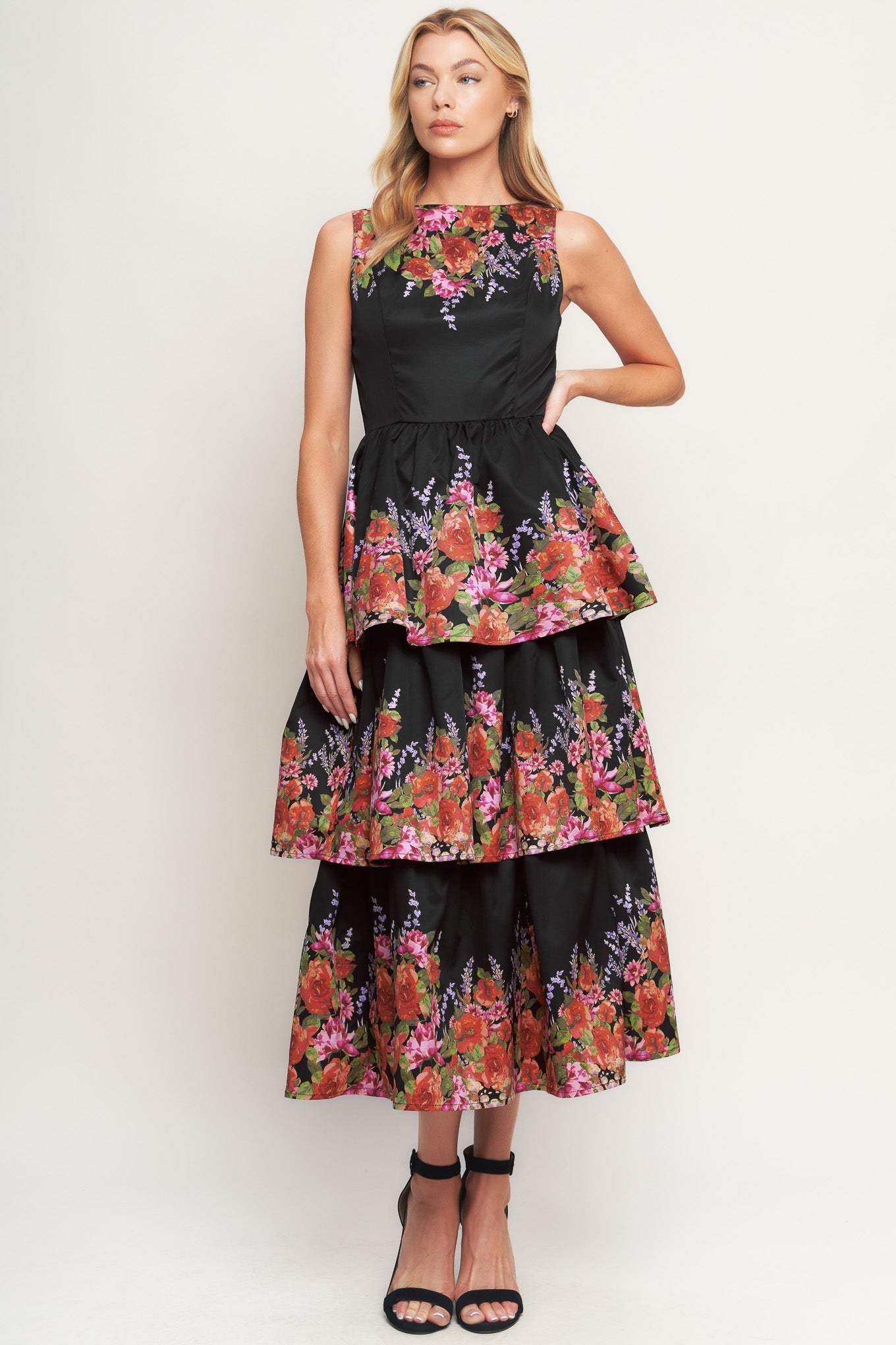 THE BOTANICAL BALL BLACK MIDI DRESS