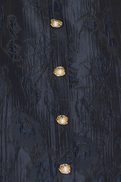 GOLDEN MOON NAVY PUFF SLEEVE MINI DRESS
