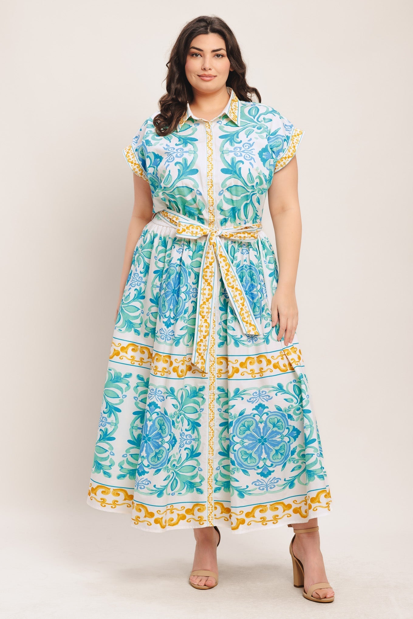 BLUE REGALIA MIDI DRESS