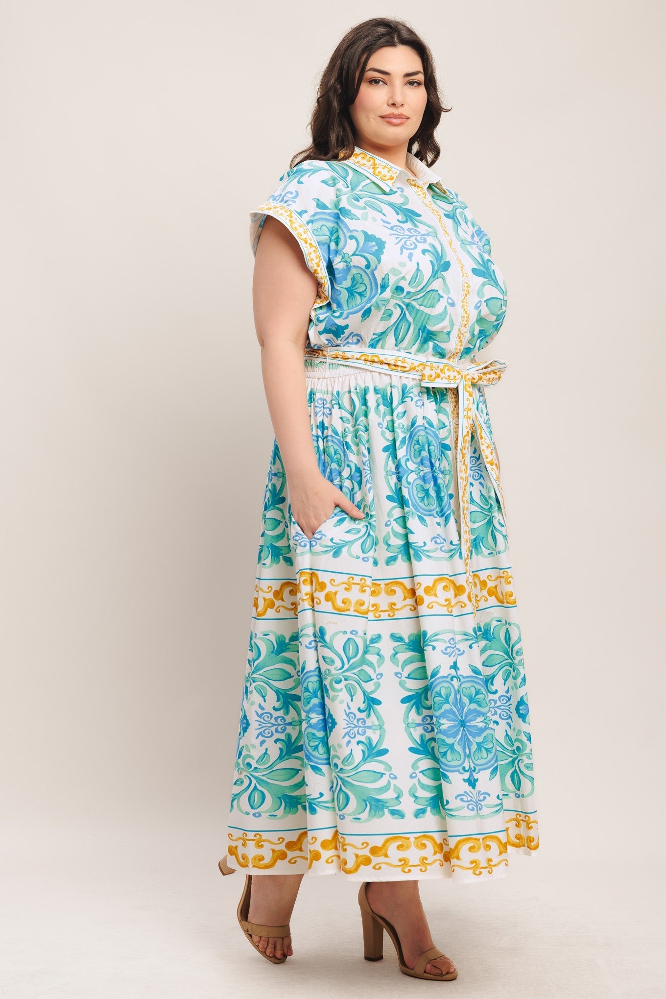 BLUE REGALIA MIDI DRESS