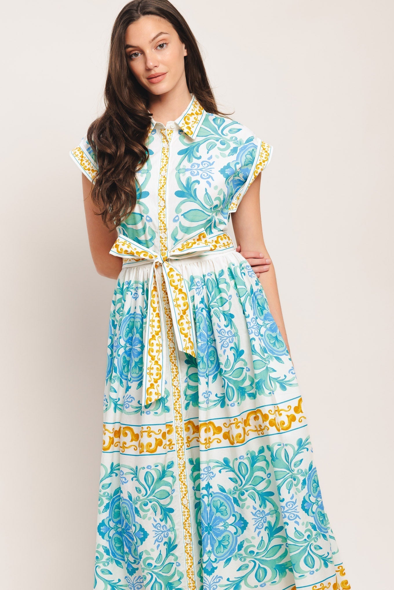 BLUE REGALIA MIDI DRESS