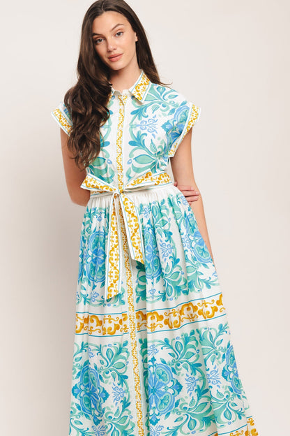 BLUE REGALIA MIDI DRESS