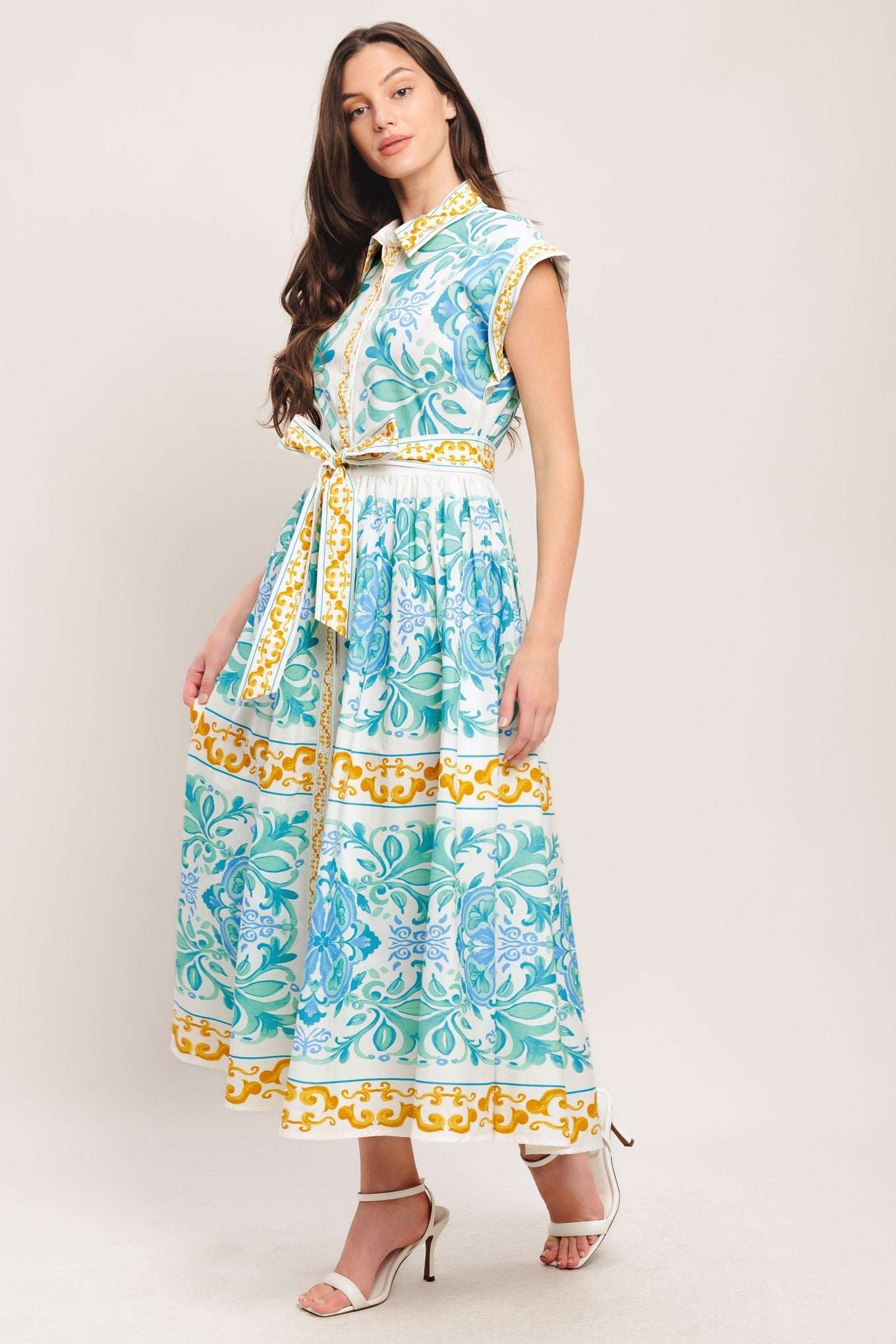 BLUE REGALIA MIDI DRESS
