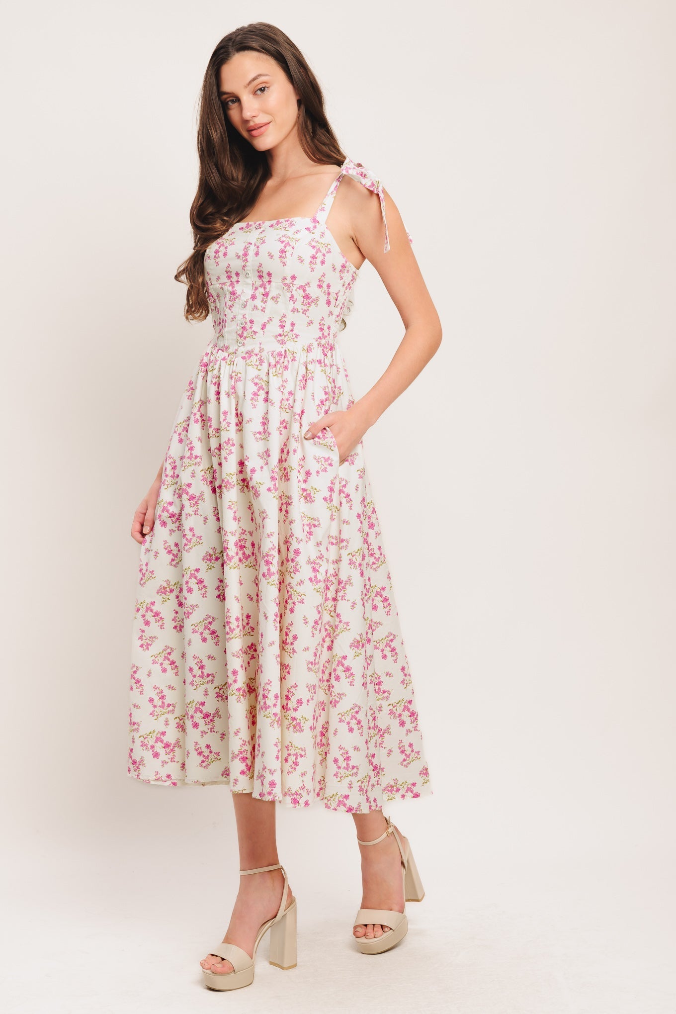 PETALS & PROMISES PINK MIDI DRESS