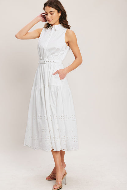 HAMPTONS SUMMER WHITE MIDI DRESS