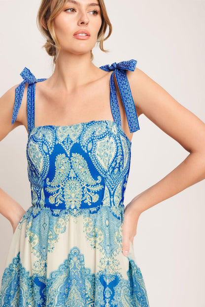 OCEAN TAPESTRY MAXI DRESS