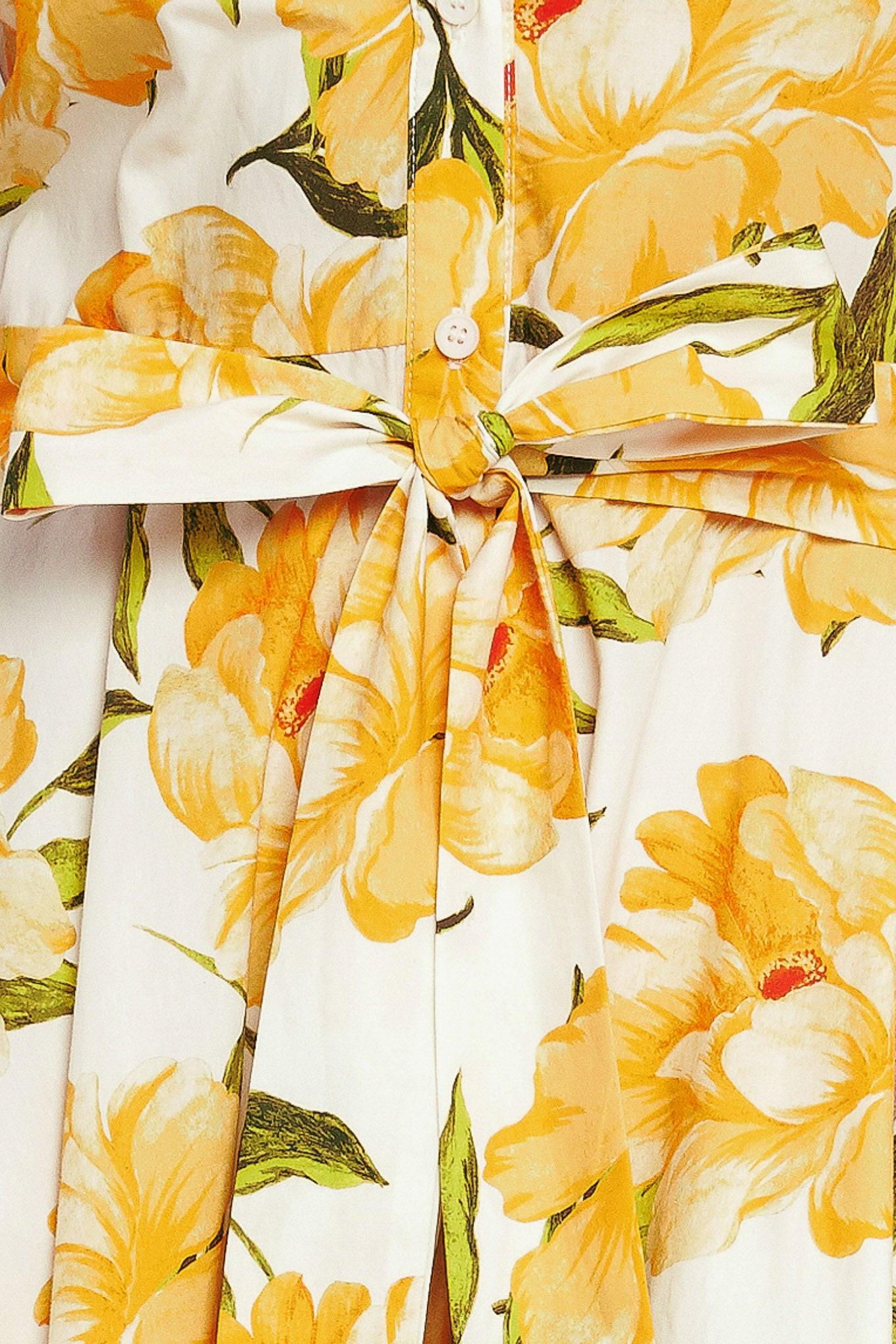 UPLIFTING PALETTE YELLOW FLORAL MIDI DRESS