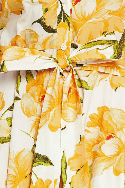 UPLIFTING PALETTE YELLOW FLORAL MIDI DRESS