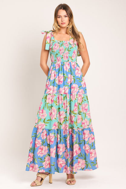PASTEL GLOW FLORAL MAXI DRESS