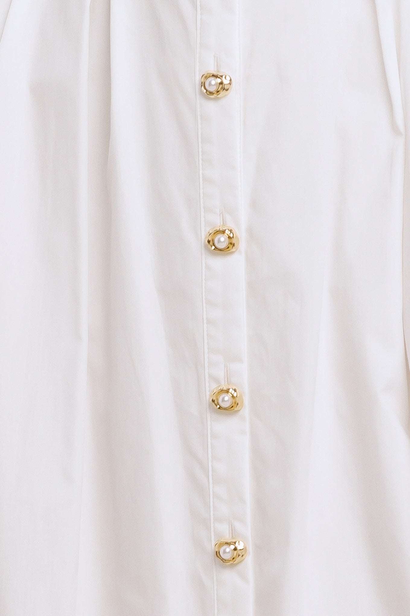 PEARL BUTTON DOWN WHITE MIDI DRESS