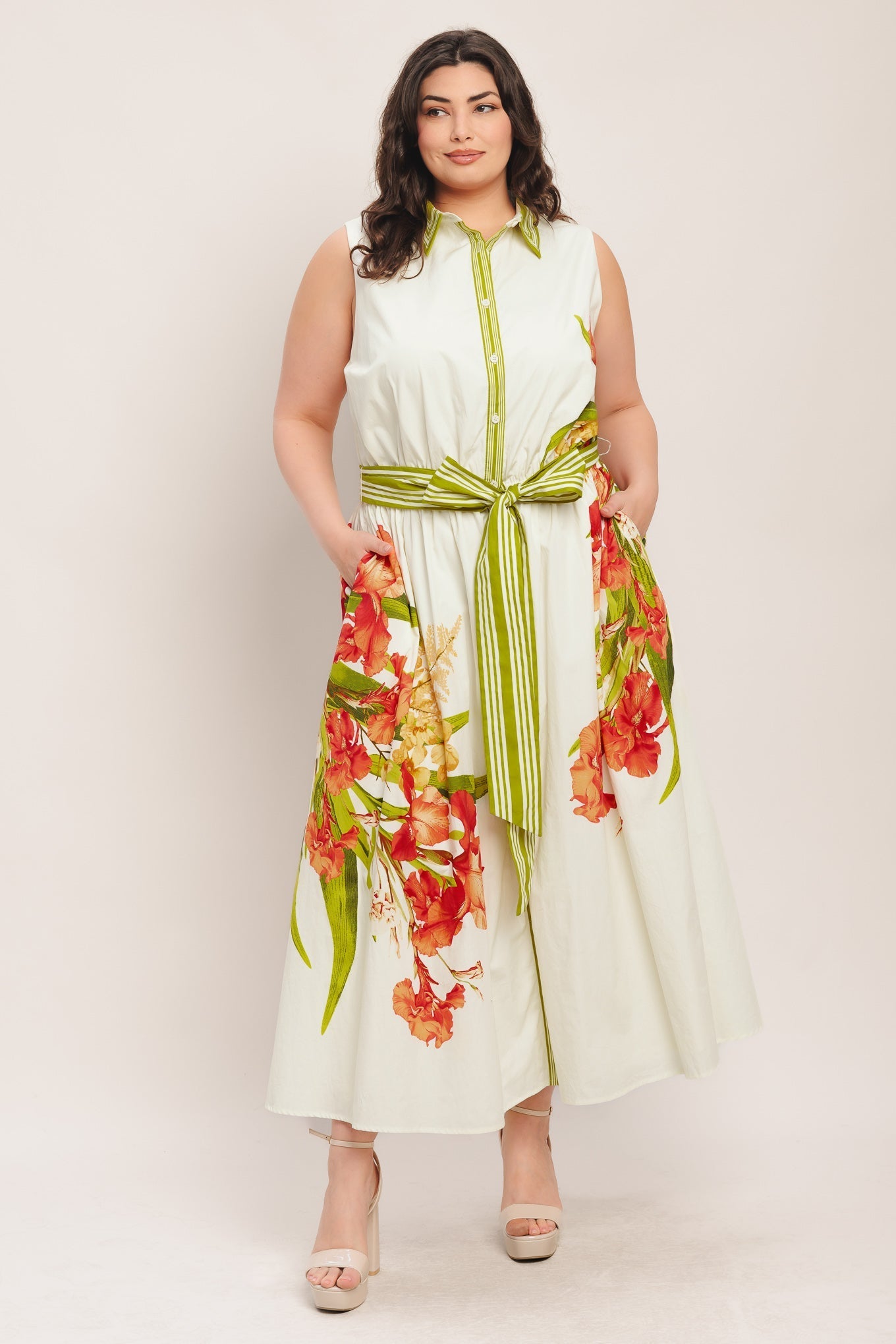 SPRING HEIRLOOM FLORAL PRINT MIDI DRESS