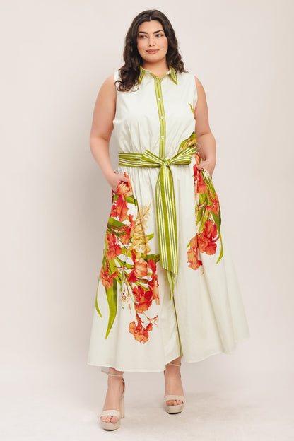 SPRING HEIRLOOM FLORAL PRINT MIDI DRESS