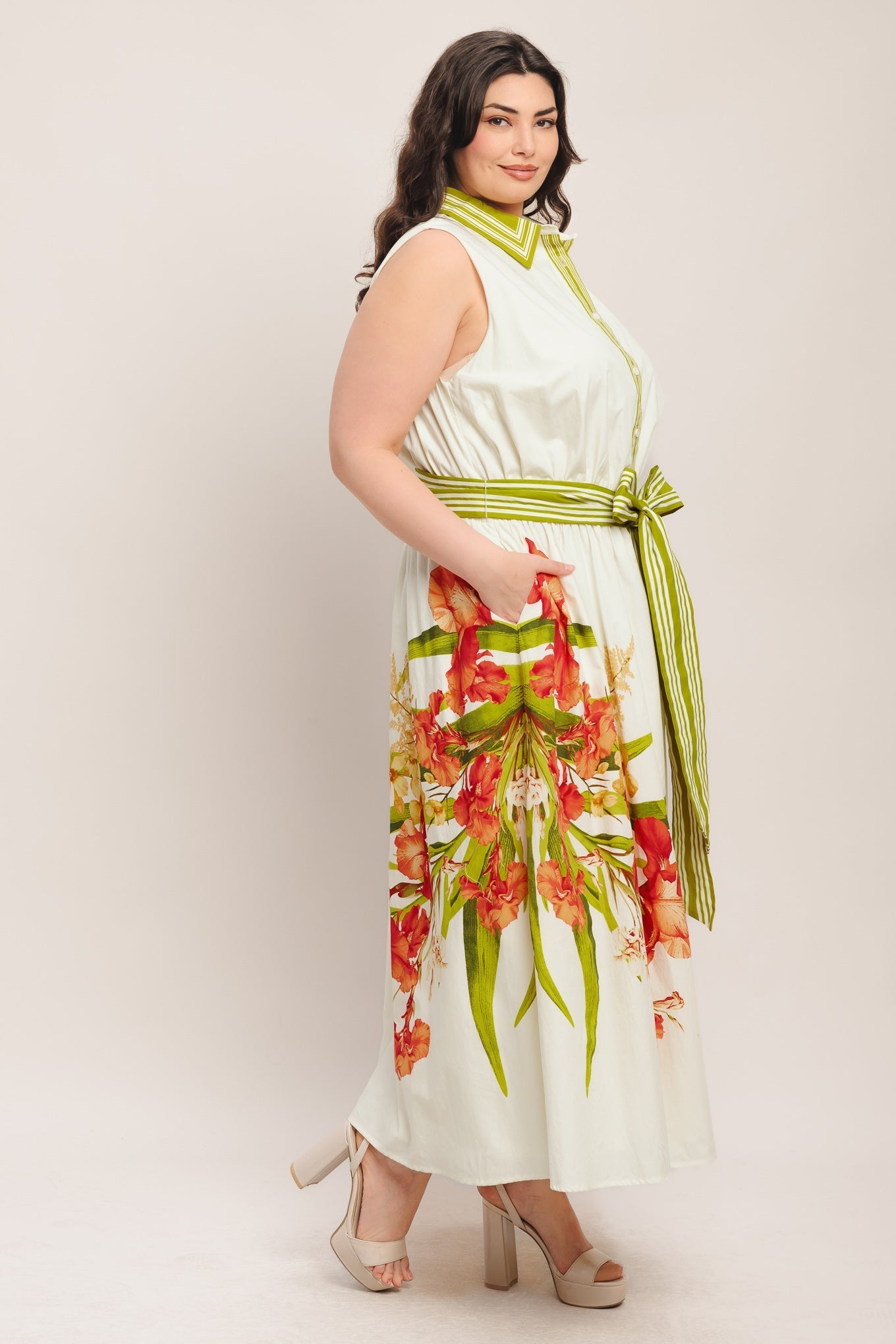 SPRING HEIRLOOM FLORAL PRINT MIDI DRESS