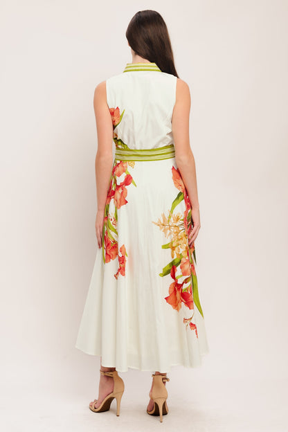 SPRING HEIRLOOM FLORAL PRINT MIDI DRESS
