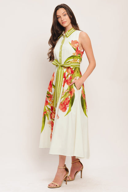 SPRING HEIRLOOM FLORAL PRINT MIDI DRESS