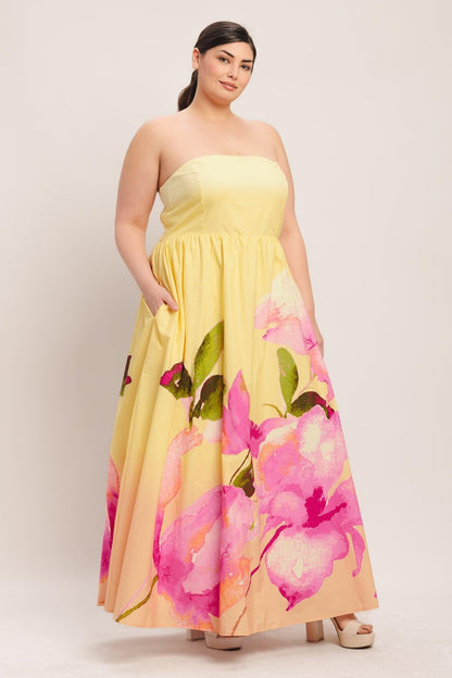 DREAMY OMBRE LIGHT YELLOW MAXI DRESS