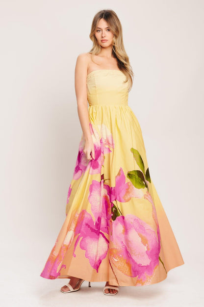 DREAMY OMBRE LIGHT YELLOW MAXI DRESS