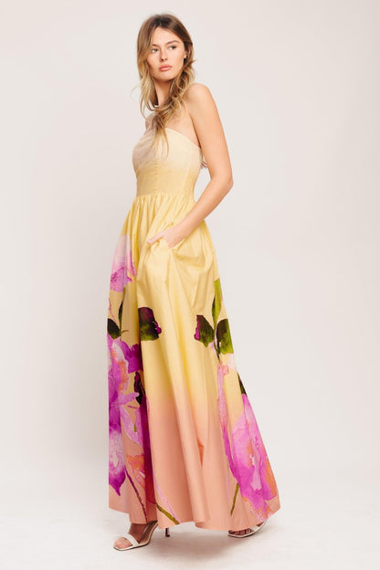 DREAMY OMBRE LIGHT YELLOW MAXI DRESS
