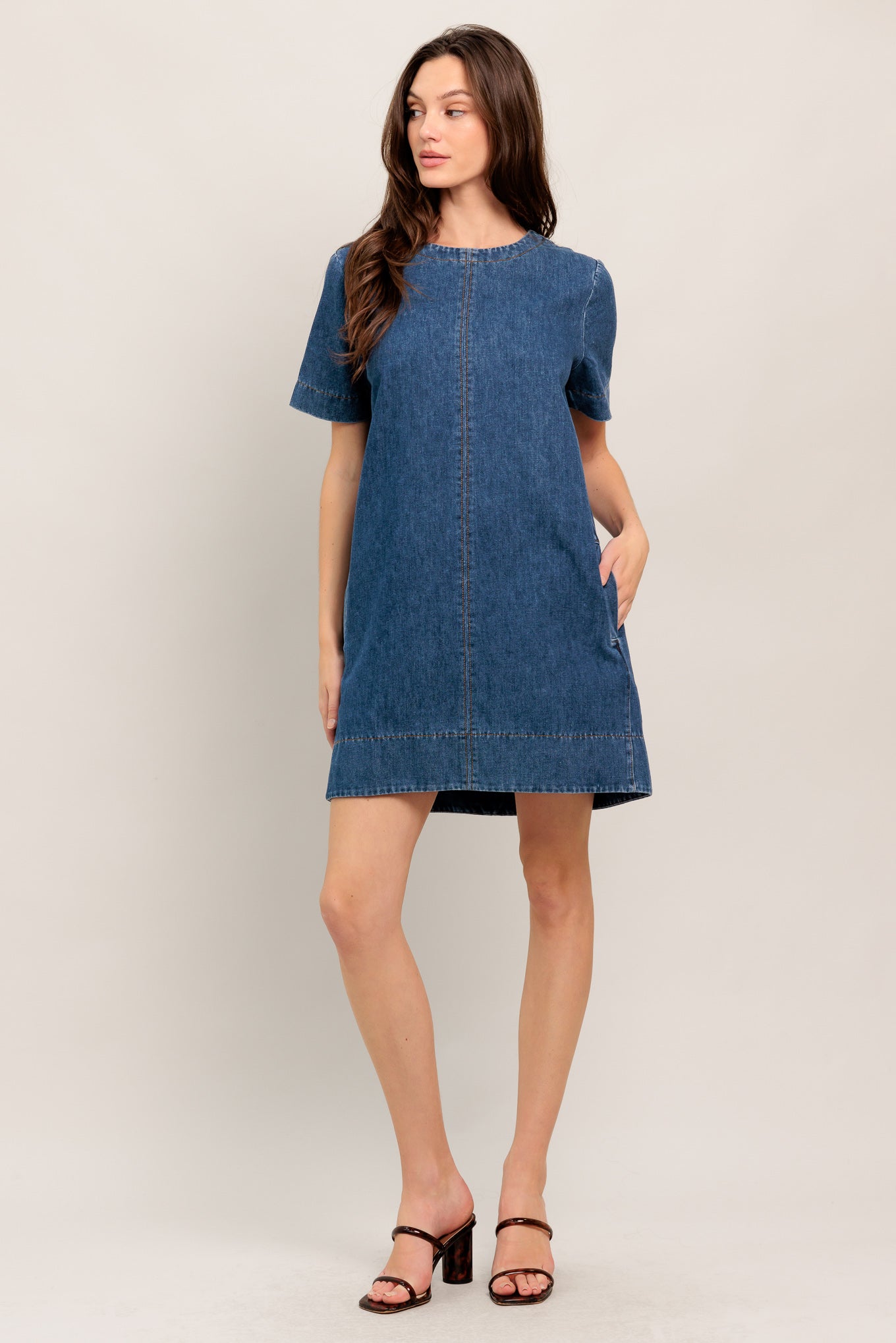SIMPLY PUT TOGETHER SHORT SLEEVE DENIM MINI DRESS