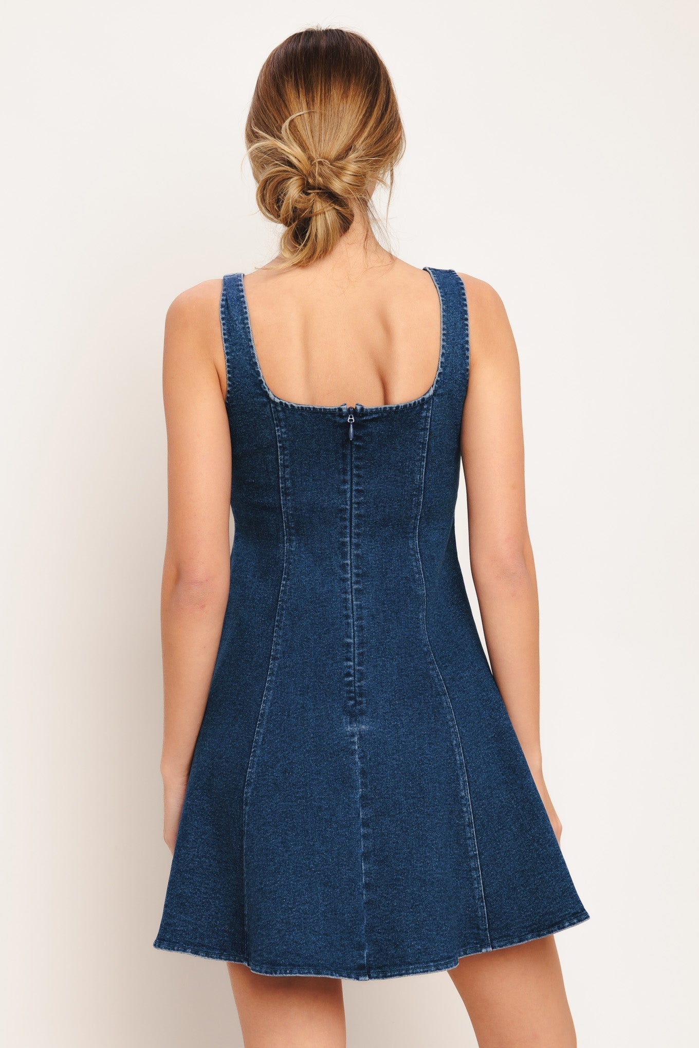 URBAN POLISH SQUARE NECK DENIM MINI DRESS